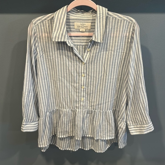 Birds of Paradis Trovata Striped Peplum Button Top - Picture 2 of 7